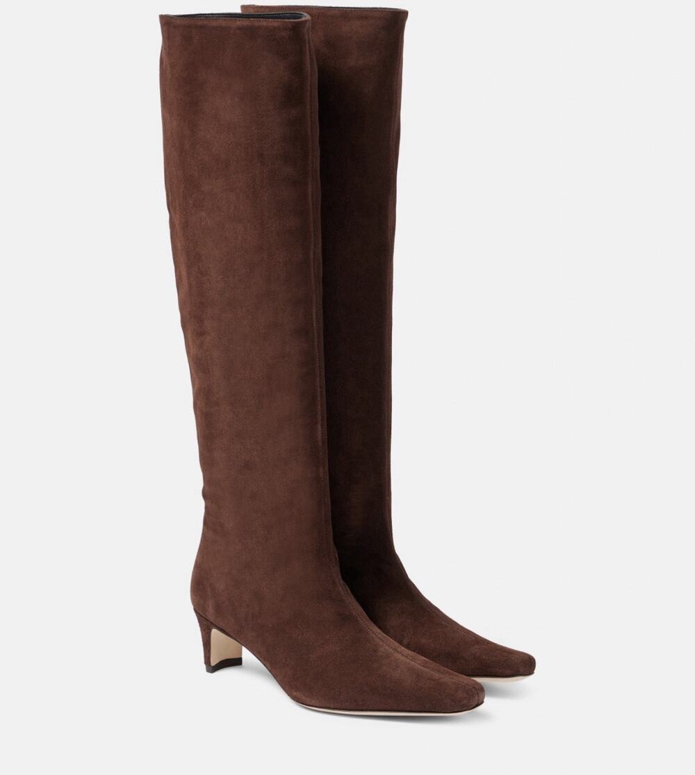 STAUD Wally Boots Womens Mahogany Brown Suede Knee High Size EU 38 US 8 NWOB